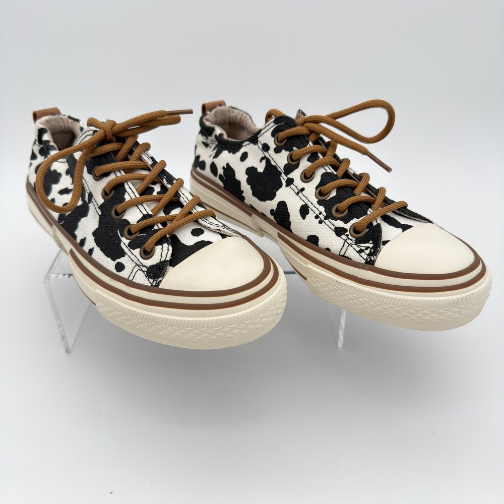 Very G Cow Print Platform Sneakers Womens 7.5 Western Canvas Shoes
